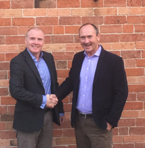 Russell Walsh and Guy Jenkins, DlF seeds Ltd consumer manager seal the deal